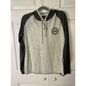 Burnside Kids Boys Gray Raglan Long Sleeve Hoodie Shirt Surf Style Logo Size L